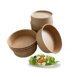 Kerek salátás tál 500 ml, kraft papír- 50 db | Zsírálló, környezetbarát elviteles tál 5 Kerek salátás tál 500 ml