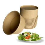 Kerek salátás tál 750 ml, kraft papír- 50 db | Zsírálló, környezetbarát elviteles tál 6 Kerek salátás tál 750 ml